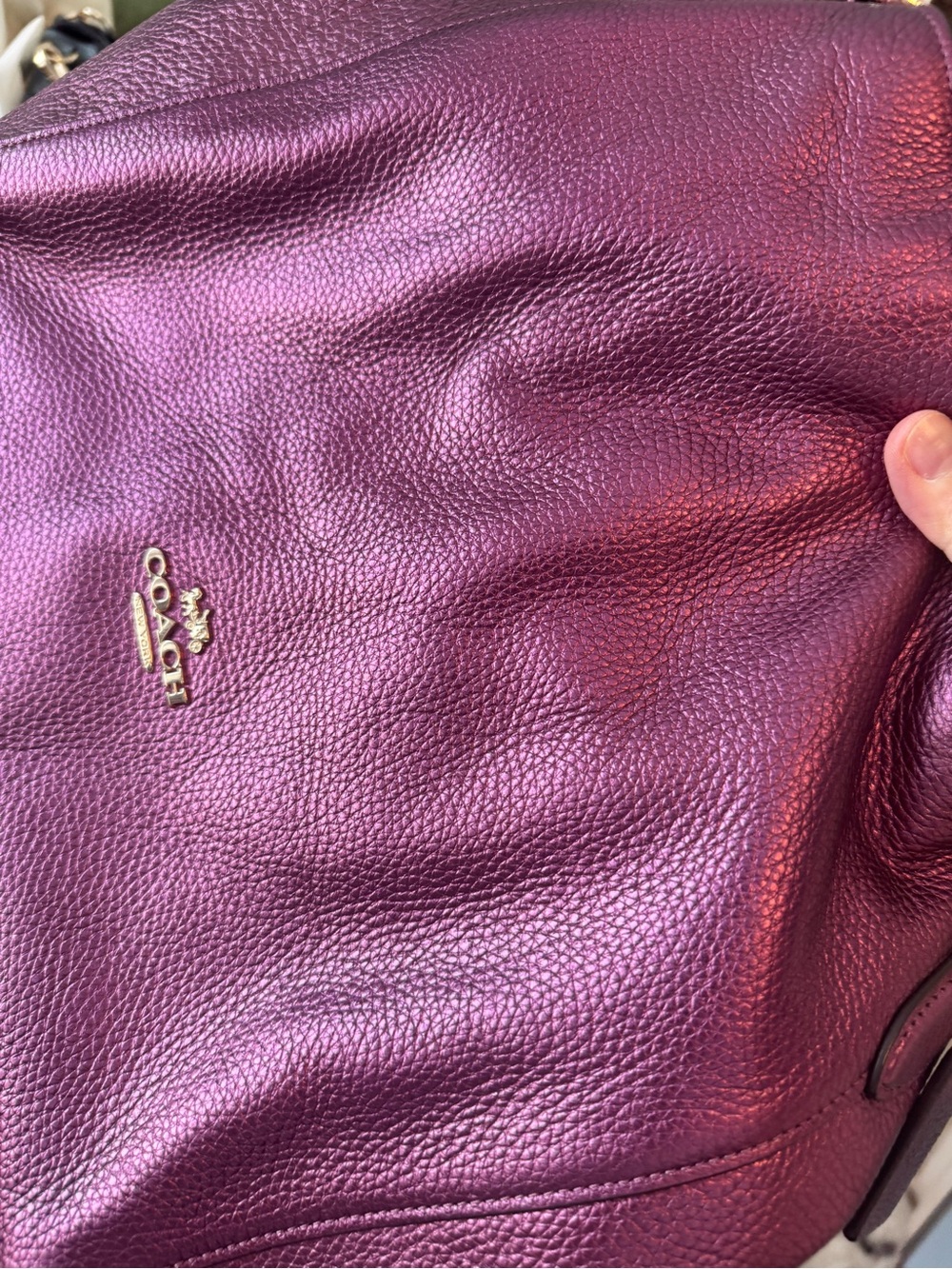 Coach style F80271 Hallie Shoulder Bag metallic pebble leather unicorn 🦄 - Picture 11 of 12